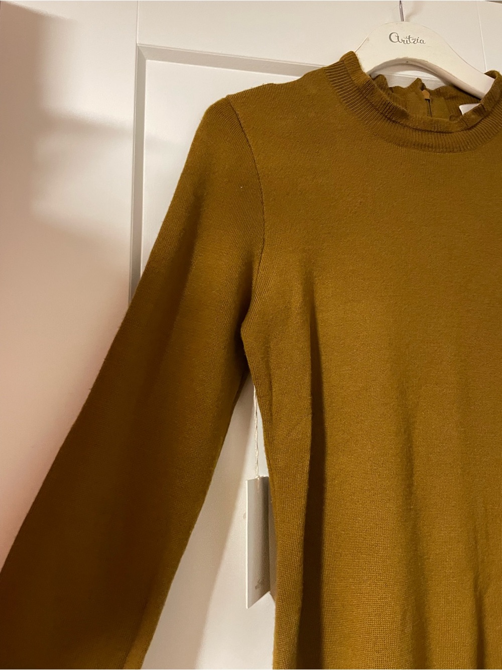 NWT Wilfred Carre Knit Wool Dress Tamarind Mockneck Bell Sleeves Size Large - Picture 5 of 8